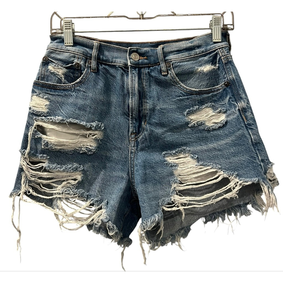 AMERICAN EAGLE Pants - American Eagle Size 4 Highest Rise 90's Boyfriend Denim Jean Shorts Distressed
